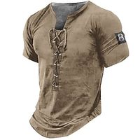 Voor heren Henley-shirt T-shirts Grafisch Nummer Henley Kleding 3D-afdrukken Dagelijks Sport Korte mouw Veters Afdrukken Modieus Stijlvol Vintage Casual Lightinthebox