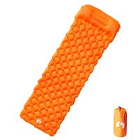 VidaXL Kampeermatras met kussen opblaasbaar 1-persoons oranje VidaXL Kampeermatras met kussen opblaasbaar 1-persoons oranje
