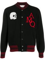 Alexander McQueen veste bomber à têtes de mort en intarsia - Noir - thumbnail