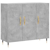 The Living Store Dressoir - Betongrijs - 90 x 34 x 80 cm - Duurzaam hout - Metalen poten