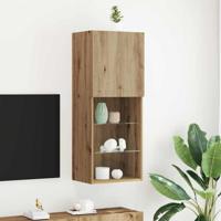 TV-kast artisanaal eikenkleurig 40.5 x 30 x 102 cm Bewerkt hout