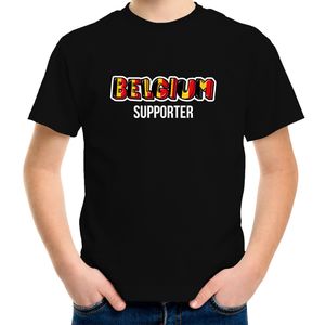 Zwart fan shirt / kleding Belgium supporter EK/ WK voor kinderen XL (158-164)  -