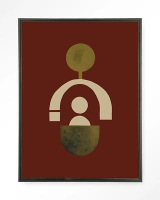 Urban Cotton Wandkleed 'Forma 2 Red' 110 x 145cm in Floating Frame - black