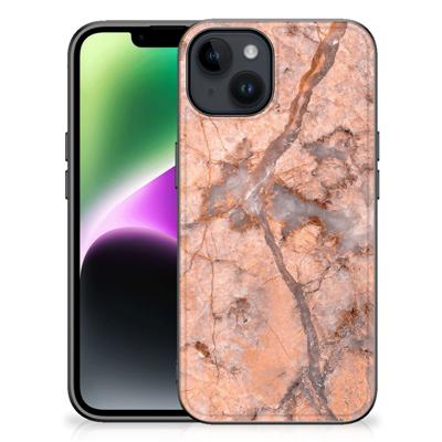 iPhone 15 Marmeren Print Telefoonhoesje Marmer Oranje