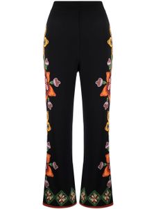 La DoubleJ pantalon Stretch droit à fleurs - Noir