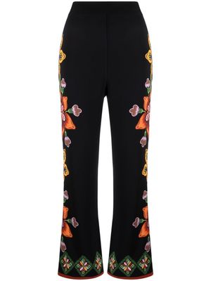 La DoubleJ pantalon Stretch droit à fleurs - Noir