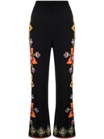 La DoubleJ pantalon Stretch droit à fleurs - Noir