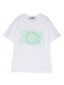 Stone Island Junior t-shirt à logo imprimé - Blanc