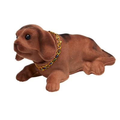 Bewegende knikkende hond voor in de auto - bruin - auto decoratie voor de hoedenplank