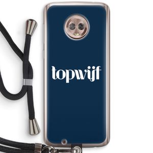 Topwijf Navy: Motorola Moto G6 Transparant Hoesje met koord
