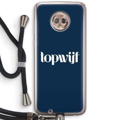 Topwijf Navy: Motorola Moto G6 Transparant Hoesje met koord