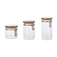 Set van 3x stuks glazen voorraadpotten/voorraadbussen met beugelsluiting 1800ml - 1300ml - 800ml