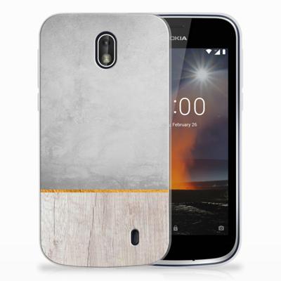 Nokia 1 | Bumper Hoesje | Wood Concrete