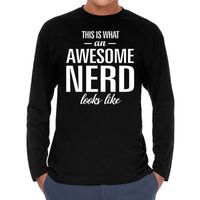Awesome / geweldige nerd cadeau t-shirt long sleeves heren
