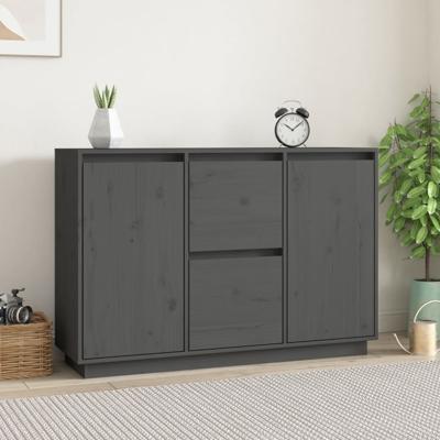 Dressoir 111x34x75 cm massief grenenhout grijs