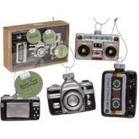 Retro glazen kerstballen - Cassette, Camera & Recorder