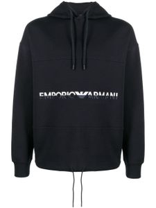 Emporio Armani hoodie en coton à logo brodé - Bleu