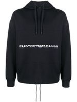 Emporio Armani hoodie en coton à logo brodé - Bleu - thumbnail