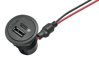 USB-C lader inbouw 3.6A mat zwart RAL9005 Nieuw