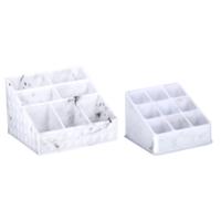 Make-up organizer set - 7 vaks en 9 vaks - marble look - kunststof - thumbnail