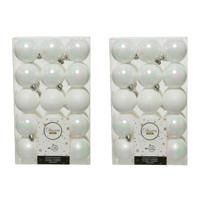 Decoris kerstballen - 60x st - wit parelmoer - D6 cm - kunststof - kerstversiering
