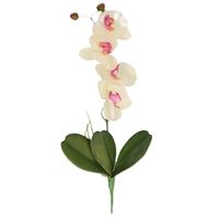 Wit/Roze Orchidee/Phalaenopsis kunstplant takken 44 cm voor binnen - thumbnail