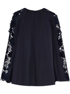 Oscar de la Renta blouse trapèze Water Lily en guipure - Bleu