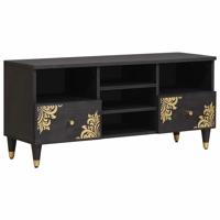 TV-kast met lade Zwart 100 x 33 x 46 cm Massief Mango Hout