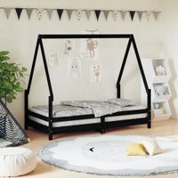 Kinderbedframe 80x160 cm massief grenenhout zwart - thumbnail