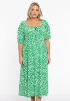Yoek Jurk met gesmokte taille GREEN LEO | Groen | Maat 46/48