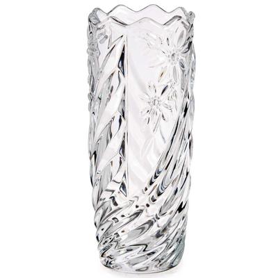 Giftdecor Bloemenvaas margriet relief - D8 x H19,5 cm - Gedecoreerd glas