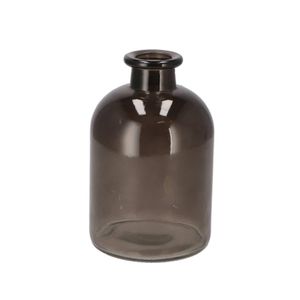 Bloemenvaas fles model - helder gekleurd glas - zwart - D11 x H17 cm