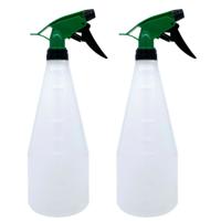 Pro Garden Plantenspuit - 2x - water versproeiers - kunststof - groen/zwart - inhoud 1 liter