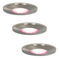 Set van 3 Vegas - Smart inbouwspot - IP44 waterdicht - 5,5 Watt 345 Lumen - Wifi + Bluetooth - RGBWW - GU10 - Google Home, Amazon Alexa en Siri - Voor binnen, buiten en badkamer - RVS