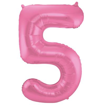 Folieballon Cijfer 5 Metallic Mat Roze (86cm)