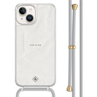 iPhone 14 hoesje met grijs koord - Vive la vie