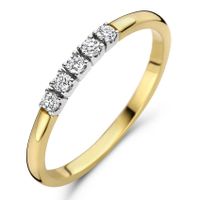 Ring Memoire geel-en witgoud-diamant 0.15ct H si 2 mm