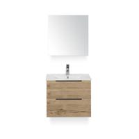 Seville Badmeubelset 60 cm - Natuur Eiken Edge greep - Wastafel Enjoy - met Spiegelkast
