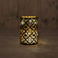 Cylinder Glass Baroque Black/Gold 10X15Cm / 8Led Warm W - Anna's Collection - thumbnail