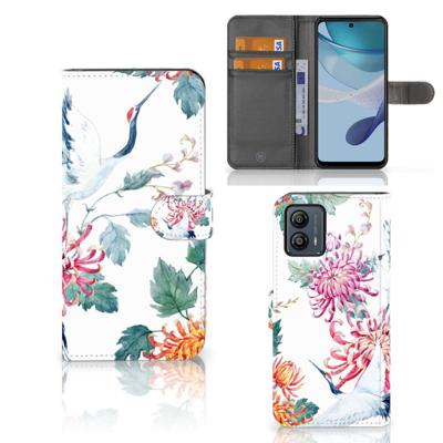 Motorola Moto G53 | Telefoonhoesje | Met pasjeshouder | Bird Flowers