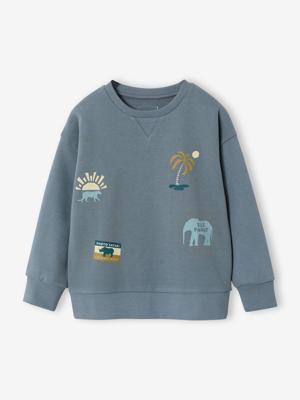 Sweater met ronde hals en lange mouwen grijsblauw