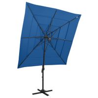 Parasol 4-laags met aluminium paal 250x250 cm azuurblauw - thumbnail