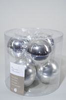 6 kerstballen zilver glans-mat 80 mm - Ksd