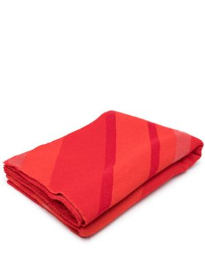 Missoni Home couverture en laine à rayures brodées - Rouge