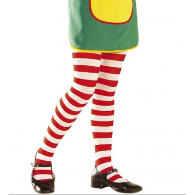 Carnaval verkleed panty - Gestreept - rood/wit - Meisjes - Heksen/Pipi panty - 70 denier