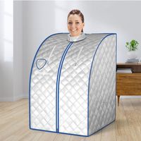 1000 W 3L Stoomsauna met Verstuivingsfunctie Home Sauna met Afstandsbediening Warmtecabine met Instelbare Timer en Temperatuur Zilver - thumbnail