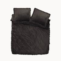 Dekbedovertrek Velvet Ruffles Zwart Effen 240x200 Cm Anti Allergie Dreamhouse - Dekbed-Discounter.nl