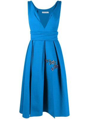 Christian Dior Pre-Owned robe évasée à design plissé (2010) - Bleu