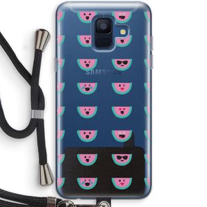 Smiley watermeloenprint: Samsung Galaxy A6 (2018) Transparant Hoesje met koord
