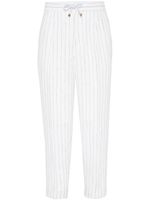 Brunello Cucinelli pantalon fuselé à rayures - Blanc - thumbnail